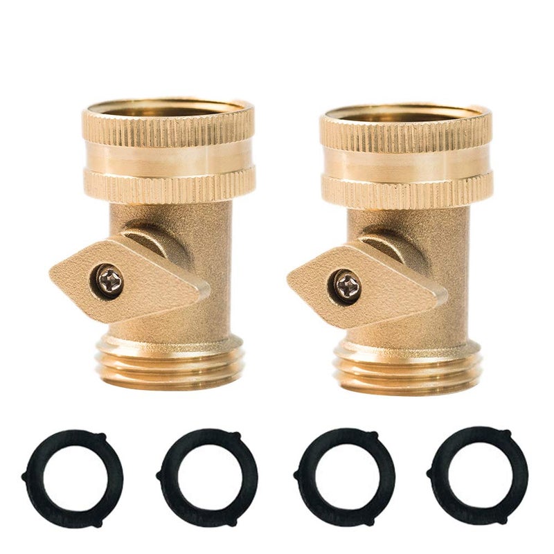 HQMPC Heavy Duty Brass Shut Off , Brass Water hose valve On/Off valve garden hose Connector (2PCS) +4 Extra Pressure Washers - Image 1